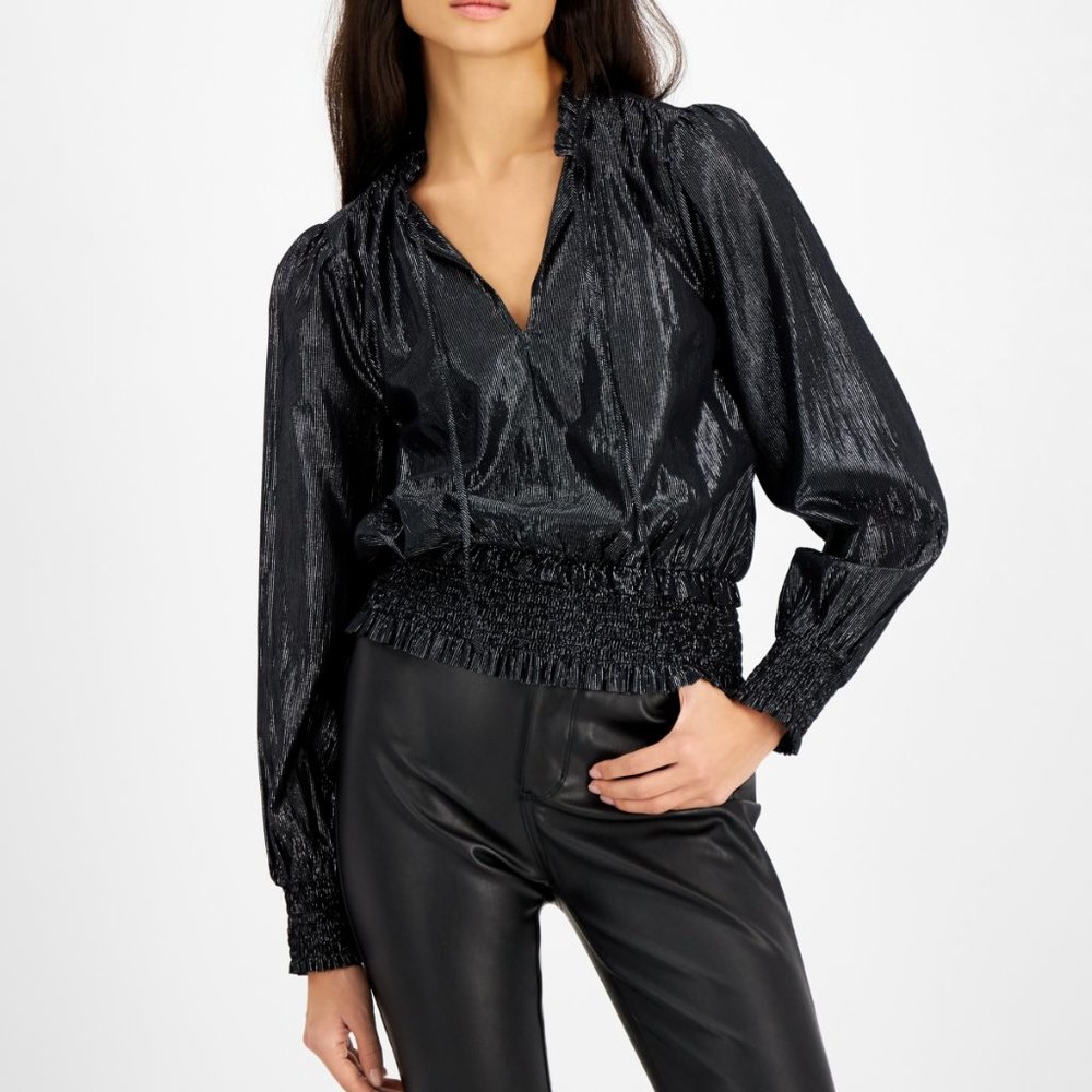 Inc International Concepts Metallic Peasant Top
